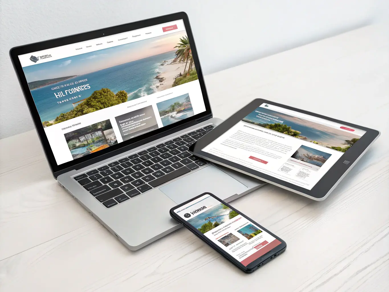 A clean, modern website design showcasing a responsive layout on various devices, emphasizing user experience and visual appeal.